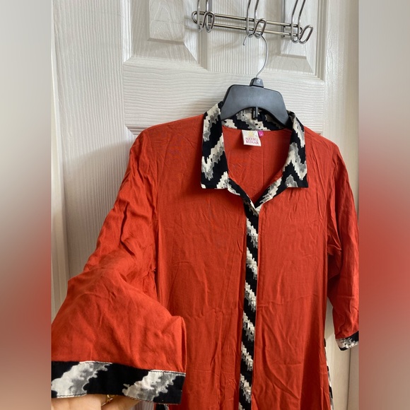 NEERU KUMAR Size M Dark Orange 3/4 Sleeve  Dress  Rayon - Picture 3 of 9
